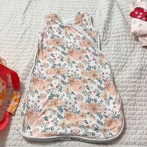 Floral Peach & Green Baby Sleep Sack - Soft Cotton Wearable Blanket